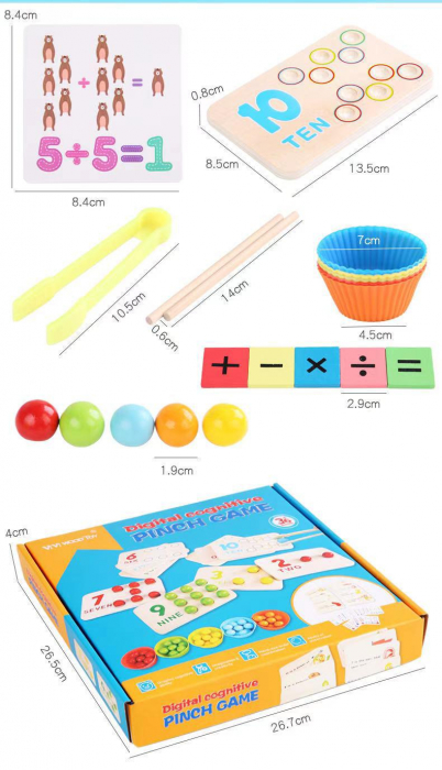 Joc de indemanare in stil Montessori - cu bile, asociere culori, cifre [2]