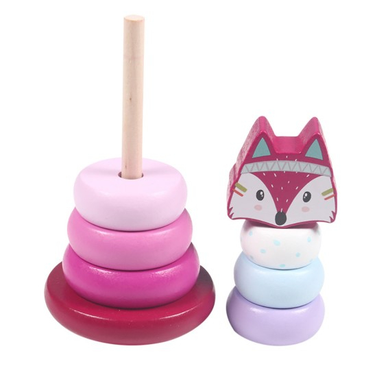 Jucarie de stivuit din lemn  Vulpita roz [2]