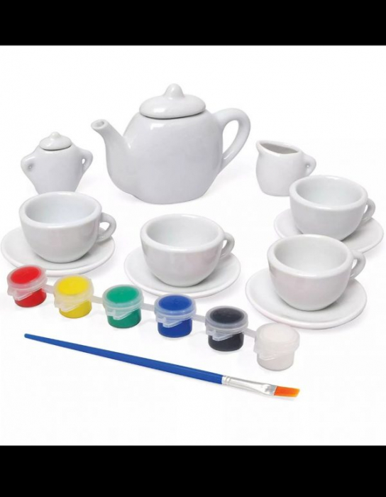 Set de ceai din ceramica pentru pictat - 9 piese [3]