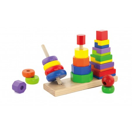 Piramida in stil Montessori 3 in 1 - Stivuitor de forme geometrice [3]