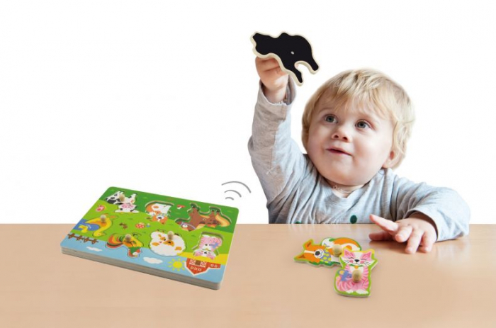 Puzzle cu animale si sunete - puzzle cu pin Viga [2]