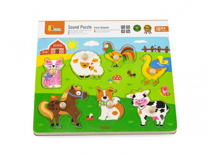 Puzzle cu animale si sunete - puzzle cu pin Viga [4]