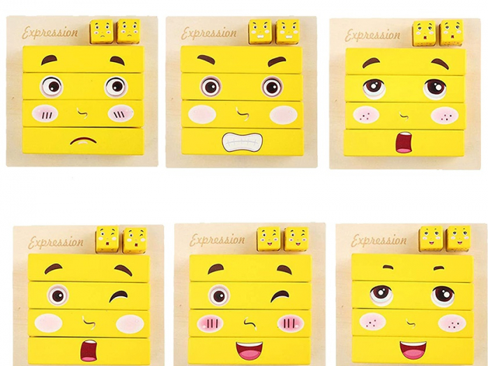 Puzzle cuburi lemn  - Emotii [4]