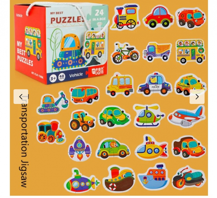 Set 24 Puzzle din doua piese - vehicule [2]