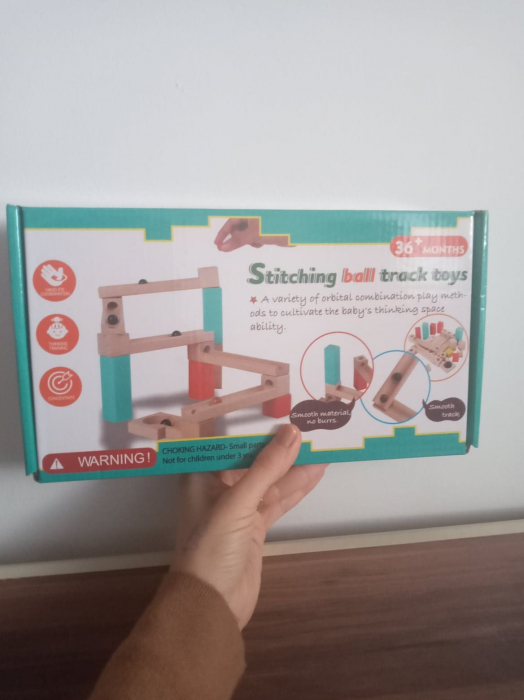 Set de constructie – Circuit Marble Track cu 6 bile si piese din lemn [4]
