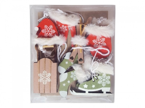 Set figurine din lemn - patine, schiuri, manusi, sanie [2]