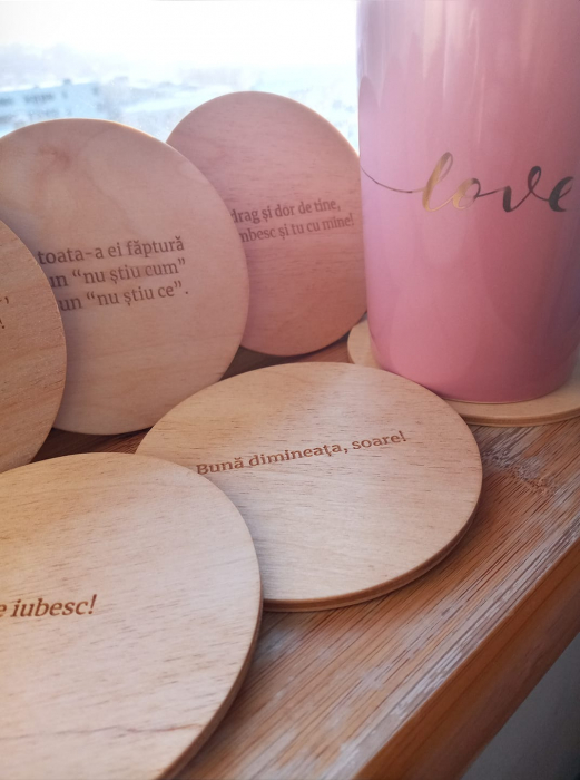 Set suport pahare / cesti - coastere Declaratie (mesaje de dragoste) [2]