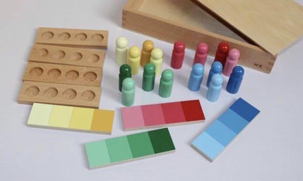 Joc de invatare culori cu pioni lemn in stil Montessori [5]