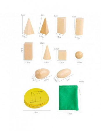 20 CORPURI GEOMETRICE DIN LEMN MASIV - set in stil Montessori [3]