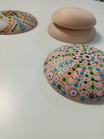 Buline mandala din lemn 12 cm - baza tehnica Dotting art (pictura cu puncte, pictura punct cu punct) [4]
