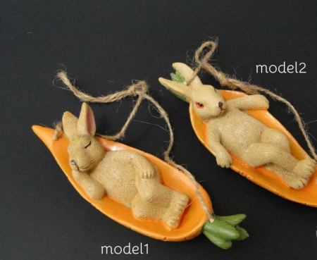 DECORATIUNE DE AGATAT - IEPURAS INTINS IN HAMAC 19CM [3]