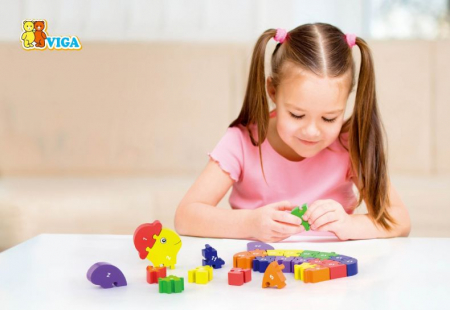 Puzzle din lemn 3D cu litere si cifre - broscuta testoasa  Viga [2]