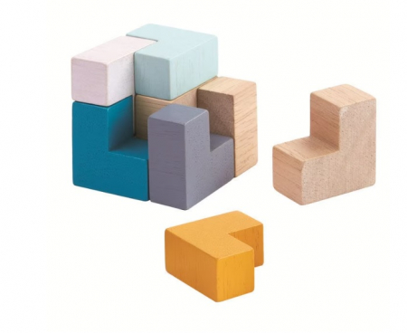 Jucarii de logica si cu notiuni de matematica - Cub 3D din lemn