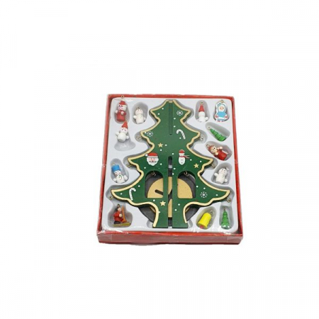 Decoratiune - brad de impodobit cu figurine din lemn [0]