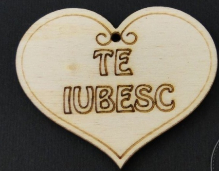 Anotimpul iubirii - Figurina din lemn - inimioara cu mesaj " Te iubesc "