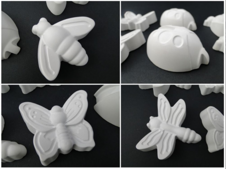 Figurine din ipsos insecte - set libelula , buburuza , albinuta , fluture [2]