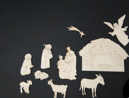 Produse cu specific de iarna si Craciun - FORME LEMN - PEISAJ NASTEREA DOMNULUI SET