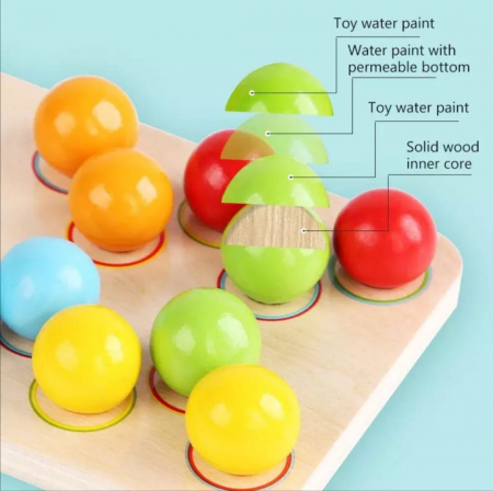 Joc de indemanare in stil Montessori - cu bile, asociere culori, cifre [3]