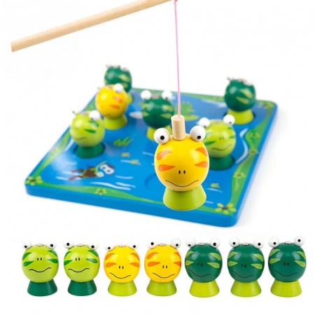 Jocuri si jucarii varsta 3 -10+ ani - Joc de pescuit din lemn - broscute