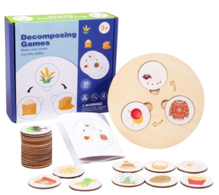 Produse sub 100 lei - Joc educativ din lemn in stil Montessori - Ciclul si evolutia vietii - joc de logica si asociere