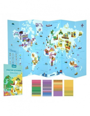 JOC EDUCATIV POSTER HARTA LUMII CU STICKERE PE NUMERE [4]