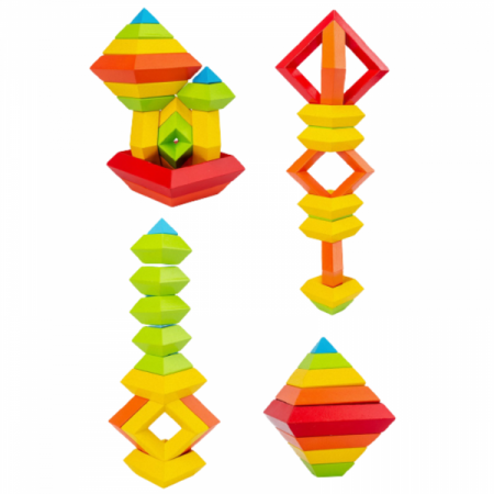 Piramida in stil Montessori - joc 3D curcubeu de construit [4]