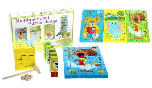 Joc jenga si puzzle din lemn [3]
