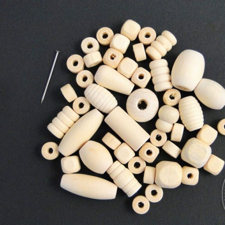 Figurine lemn - Margele natur - bilute diferite forme si marimi