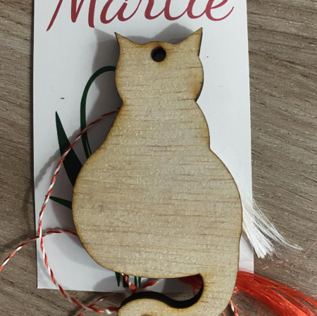 Figurine lemn - Martisor pisica asezata