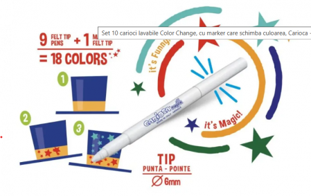 Set 10 carioci lavabile Color Change, cu marker care schimba culoarea, Carioca - carioci magice [1]