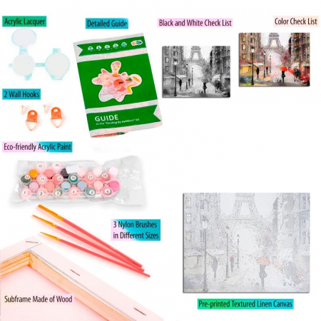 Pictură pe numere 40x50cm - Paris in the Rain [2]