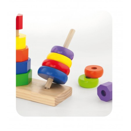 Piramida in stil Montessori 3 in 1 - Stivuitor de forme geometrice [1]