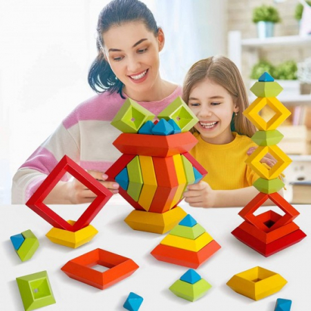 Piramida in stil Montessori - joc 3D curcubeu de construit [5]