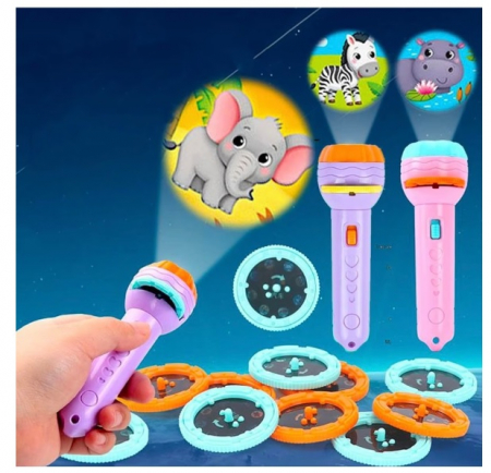 Proiector tip lanterna, 6 diapozitive - animale, fructe, insecte, vehicule, dinozauri si animale marine [1]