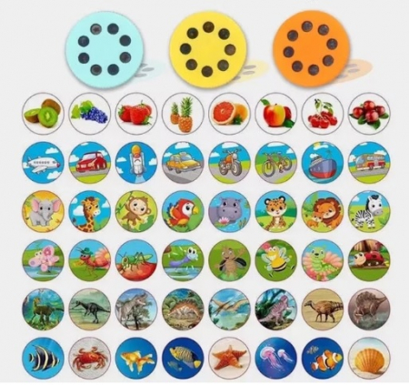 Proiector tip lanterna, 6 diapozitive - animale, fructe, insecte, vehicule, dinozauri si animale marine [2]