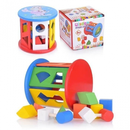 Cilindru din lemn cu sortator forme geometrice si culori [1]