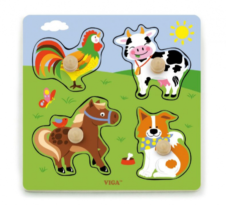 Cu animale - Puzzle cu manere - animale de la ferma Viga