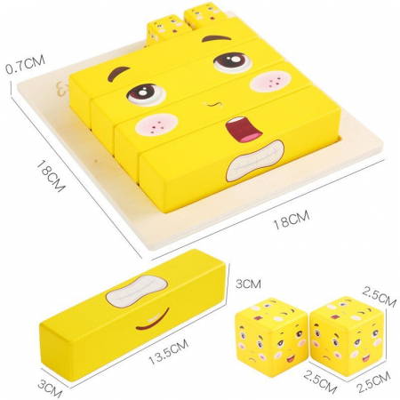 Puzzle cuburi lemn  - Emotii [2]
