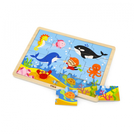 Puzzle din lemn din 16 piese - animale din ocean, Viga [1]