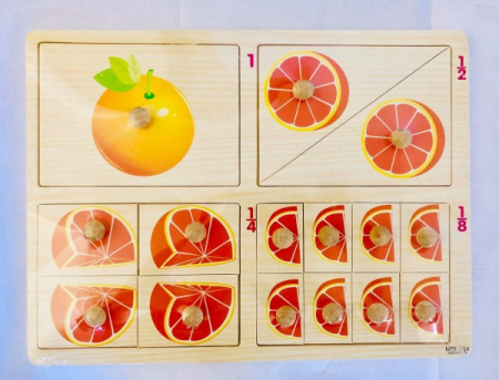 Jucarii de logica si cu notiuni de matematica - Puzzle cu pin din lemn - fractii