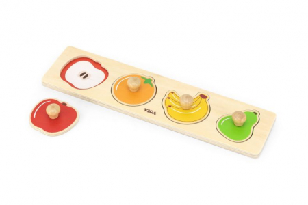 Cu fructe si legume - Puzzle in stil Montessori cu maner - fructe - Viga