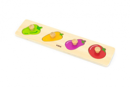 Cu fructe si legume - Puzzle in stil Montessori cu maner - legume - Viga