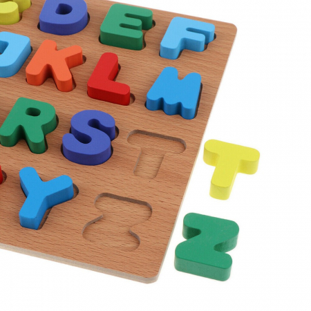 Figurine lemn - Puzzle incastru din lemn alfabetul – litere mari 3D