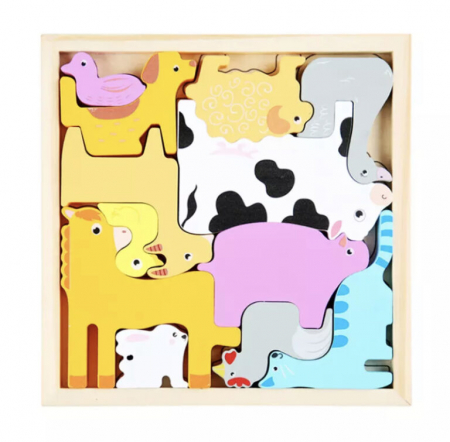 Puzzle educativ din lemn – Tetris 3D cu animale [2]