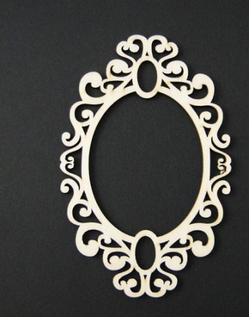 Margele, bile, cercuri si alte forme - Rama lemn decorativ vintage 14x9cm
