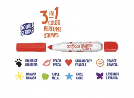 Set 8 carioci lavabile parfumate, vârf gros și capăt tip ștampilă Carioca Stamp [1]