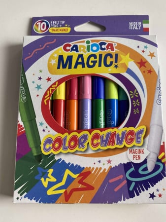 Rechizite - Set 10 carioci lavabile Color Change, cu marker care schimba culoarea, Carioca - carioci magice