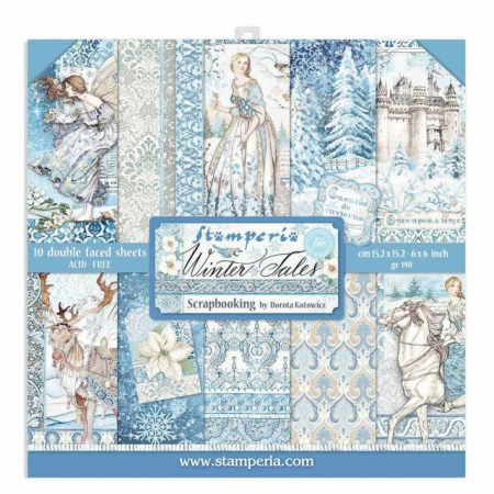 Papetarie si scrapbooking - Set cartoane scrapbooking 15,2х15,2cm - Double Face Winter Tales - pentru felicitari