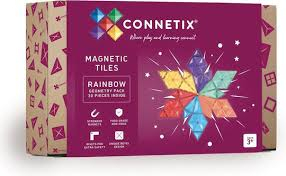 Jucarii de logica si cu notiuni de matematica - Set Connetix 30 piese magnetice de construcție, Rainbow Geometry - curcubeu