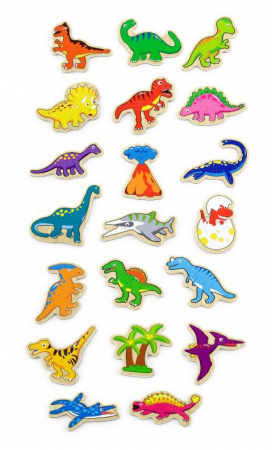 Set dinozauri magnetici din lemn 20 buc, Viga
